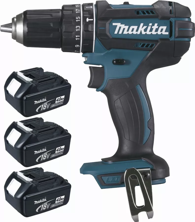 Perceuse Visseuse à Percussion 18 V Li-Ion 4 Ah Ø 13 Mm (3 Batteries) MAKITA - 3 Batteries, Chargeur, Coffret - DHP482RM3J