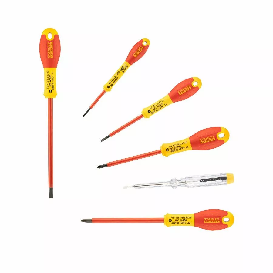 Stanley Tournevis Isoles 1000 v électricien + Philips + Testeur - Jeu De 6pieces FATMAX - 0-65-441