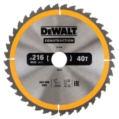 Lame Scie Circulaire Stationnaire 216x30 Mm 40 Dents Construction DEWALT - DT1953