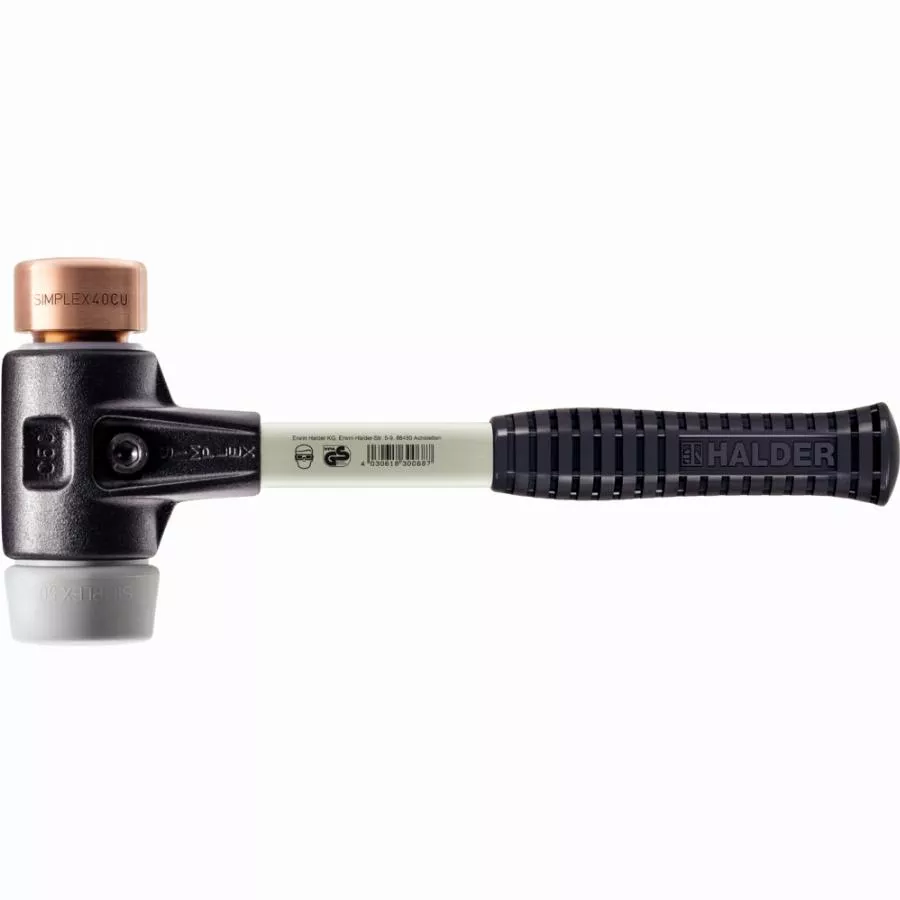 Maillet HALDER SIMPLEX TPE-mid / Cuivre Avec Boîtier En Fonte Malléable Renforcée Et Manche En Fibre De Verre - D=40 Mm - 3734.040