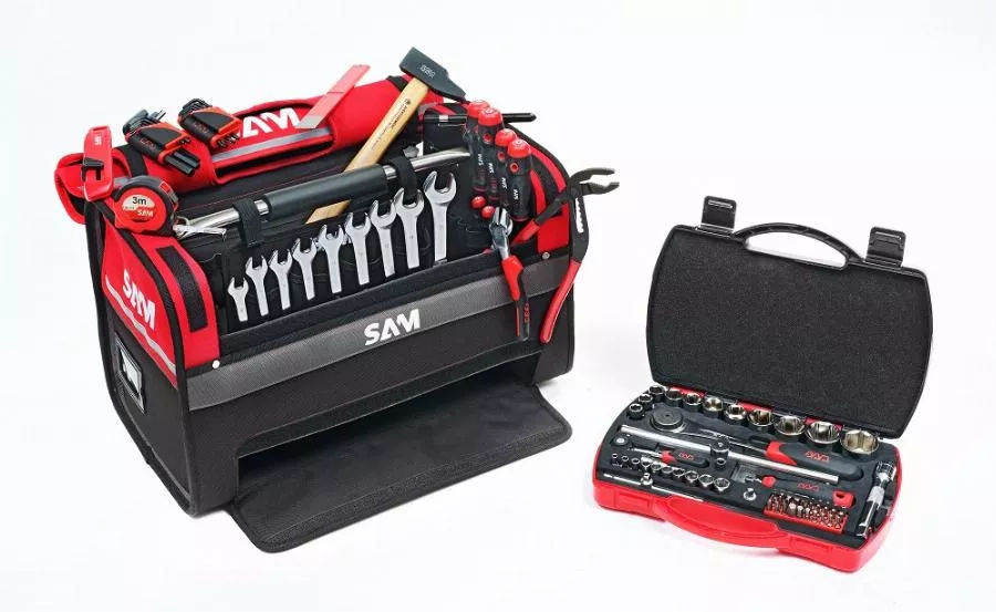 Caisse Ă Outils Textile 39L + 100 Outils De Maintenance SAM OUTILLAGE - CP-100-BAG1N